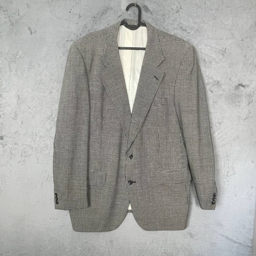 Vintage 80s Burberrys‎ Wool Houndstooth Blazer Men Large Classic Fit Workwear